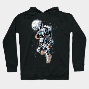 Astronaut Dunking Moon Funny Basketball Art Hoodie